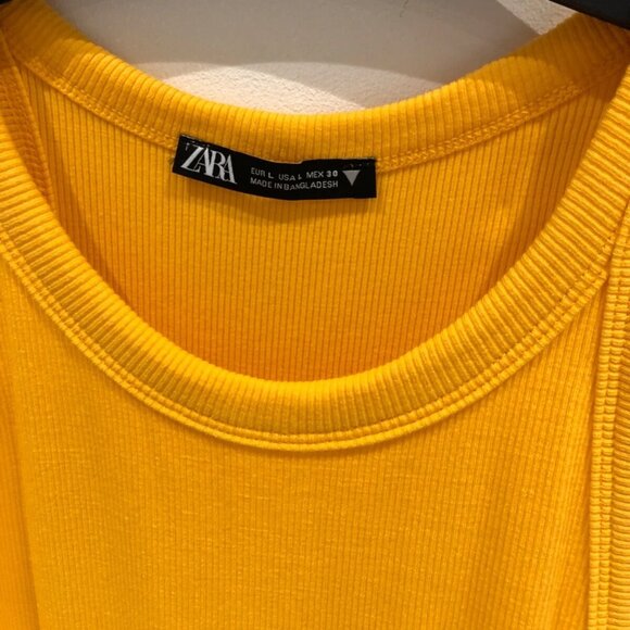 Zara Tangerine Orange High Neck Ribbed Midi Dress - Picture 3 of 4